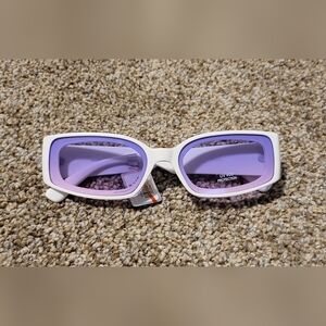 Tilly's White Frame Sunglasses with Lavender Purple Lenses